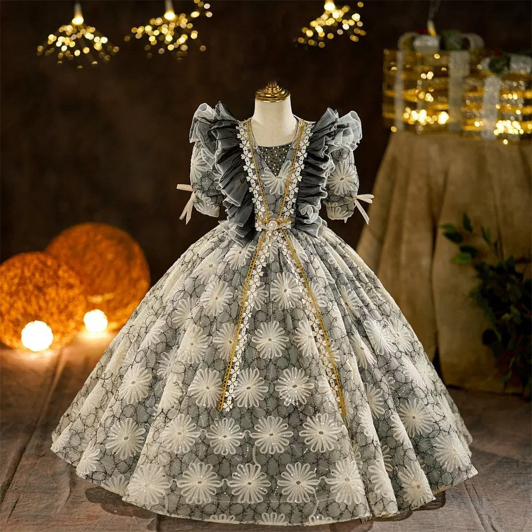 Girl's Ball Gown 3/4 Length Sleeves Floor Length Victorian Princess Party Costume Cosplay Masquerade Rococo Party Dress