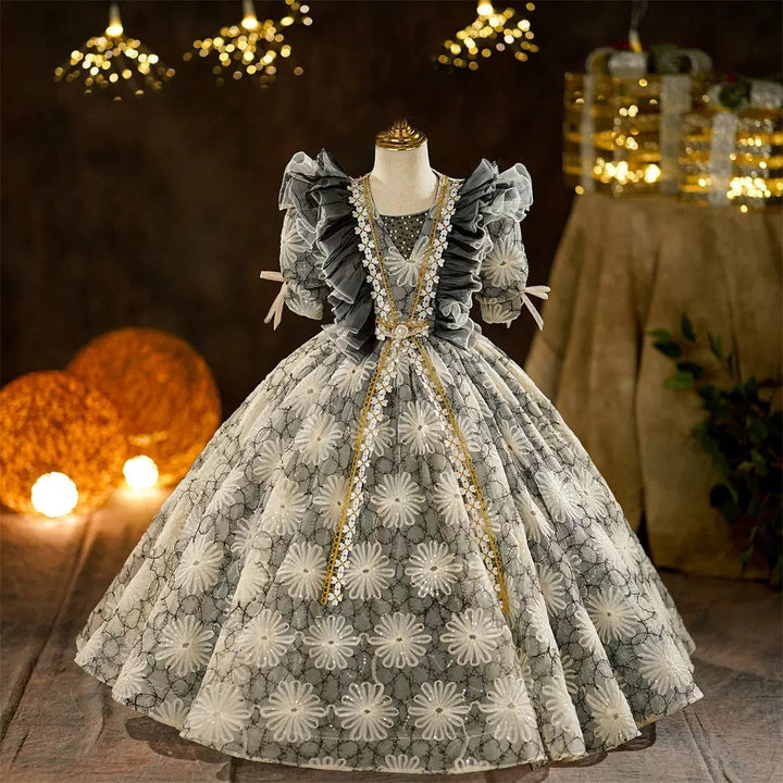 Girl's Ball Gown 3/4 Length Sleeves Floor Length Victorian Princess Party Costume Cosplay Masquerade Rococo Party Dress