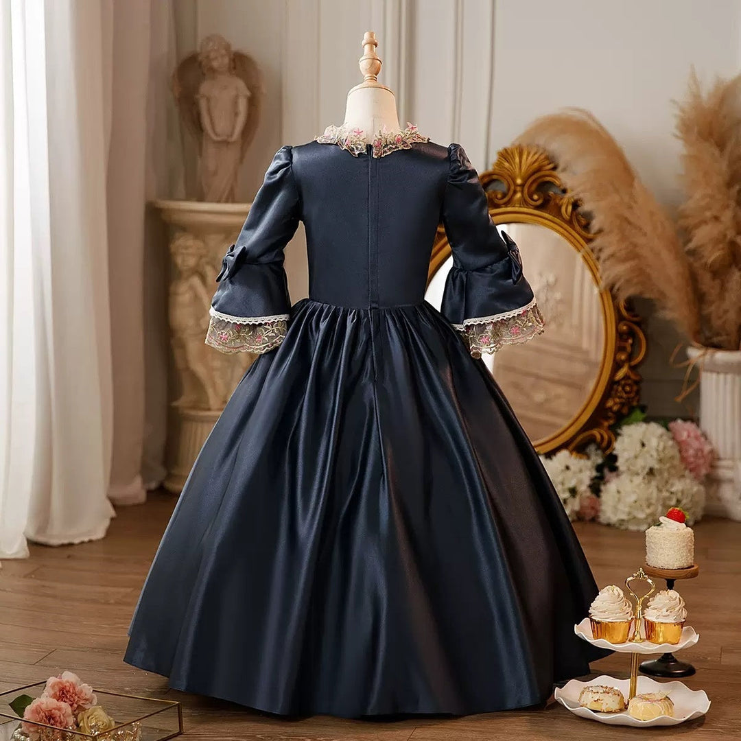 Girl's Ball Gown Round Neck 3/4 Length Sleeves Floor Length Floral Victorian Princess Costume Cosplay Masquerade Rococo Party Dress with Lace