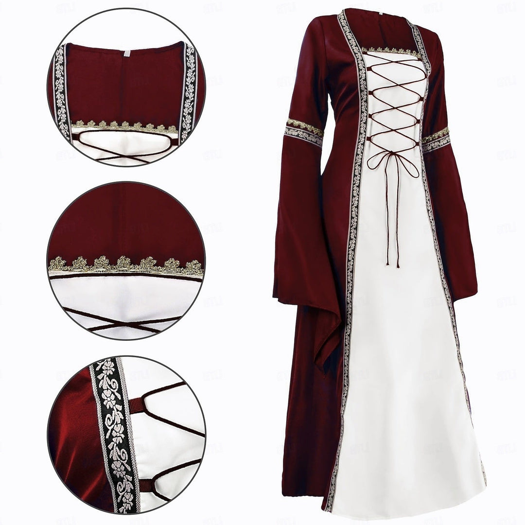 Retro Women's Vintage Medieval Renaissance Carnival Celtic Halloween Ankle-Length Dress