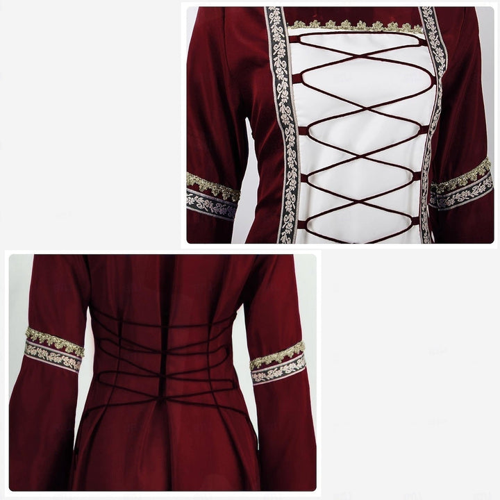 Retro Women's Vintage Medieval Renaissance Carnival Celtic Halloween Ankle-Length Dress