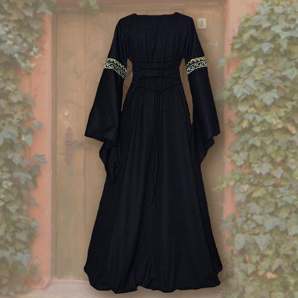 Retro Women's Vintage Medieval Renaissance Carnival Celtic Halloween Ankle-Length Dress
