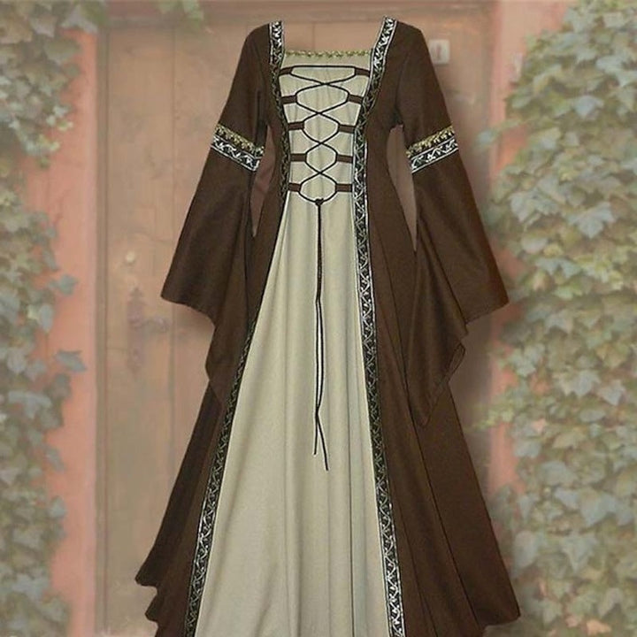 Retro Women's Vintage Medieval Renaissance Carnival Celtic Halloween Ankle-Length Dress