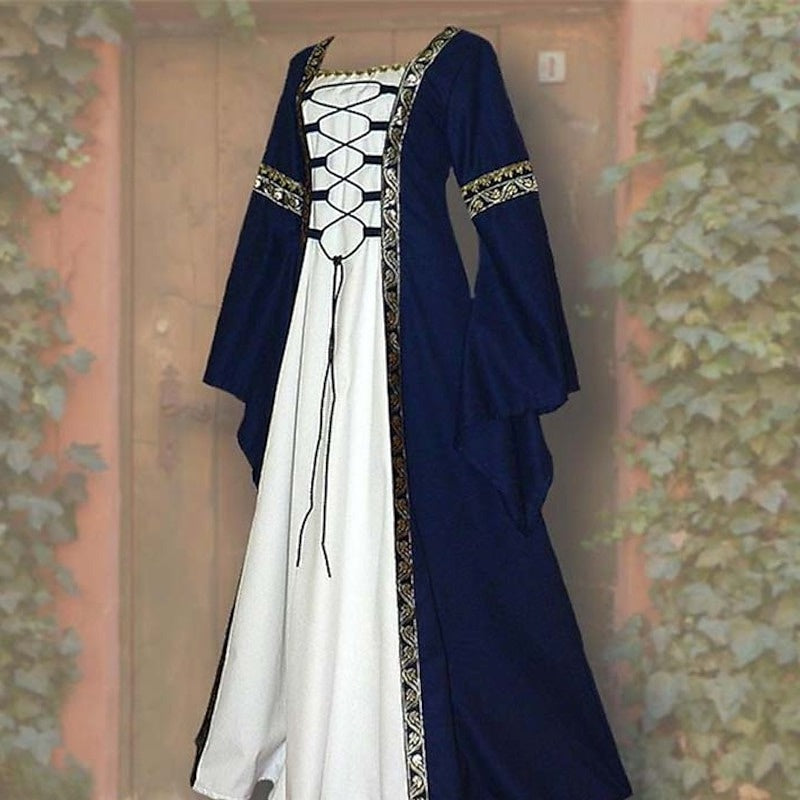 Retro Women's Vintage Medieval Renaissance Carnival Celtic Halloween Ankle-Length Dress