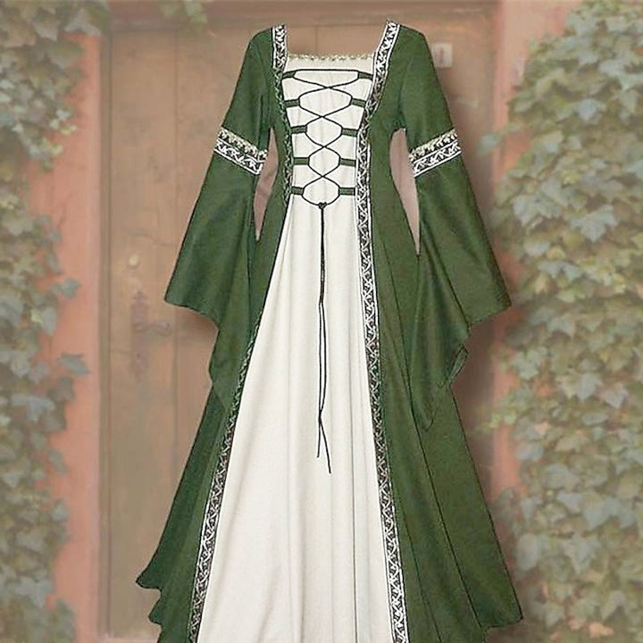 Retro Women's Vintage Medieval Renaissance Carnival Celtic Halloween Ankle-Length Dress