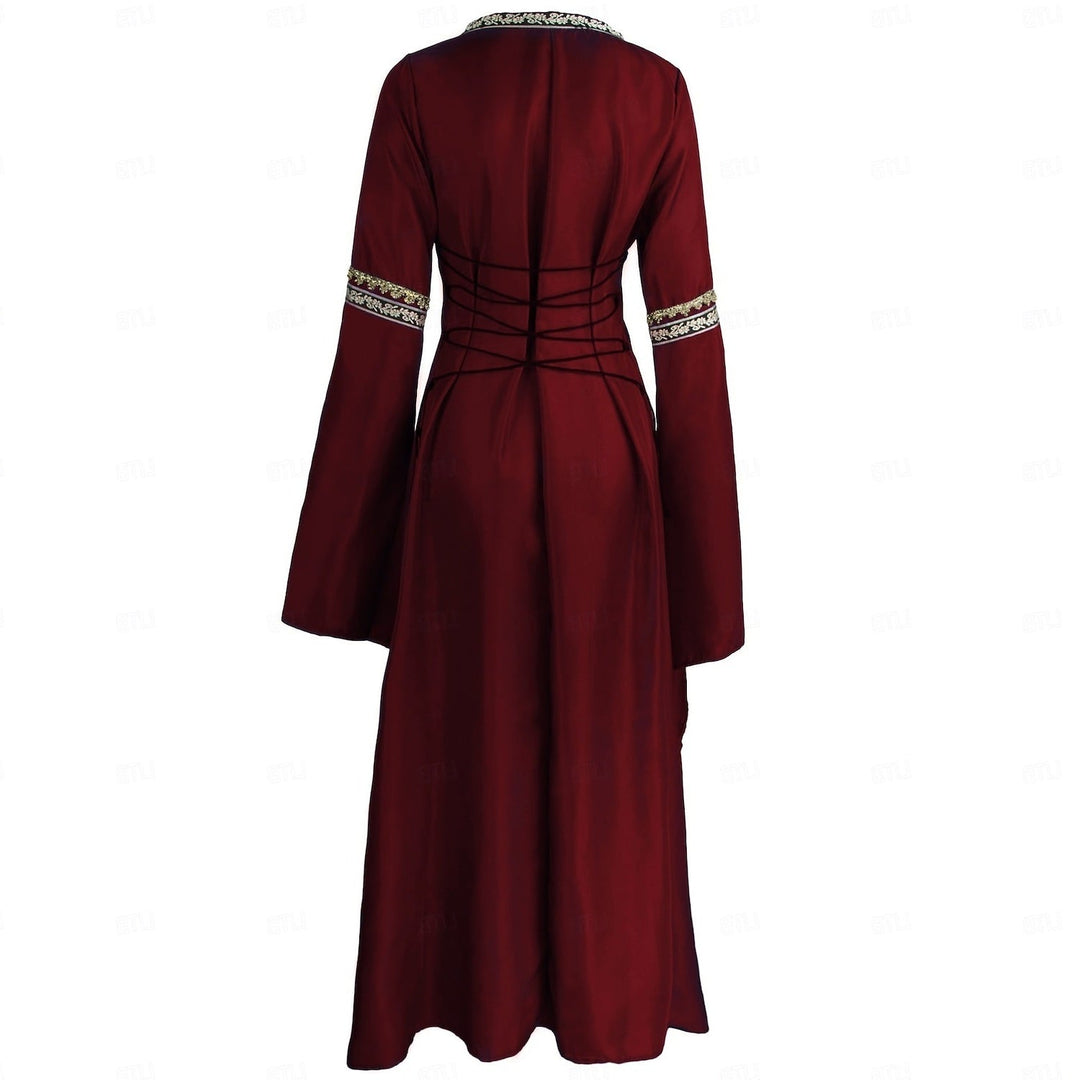 Retro Women's Vintage Medieval Renaissance Carnival Celtic Halloween Ankle-Length Dress