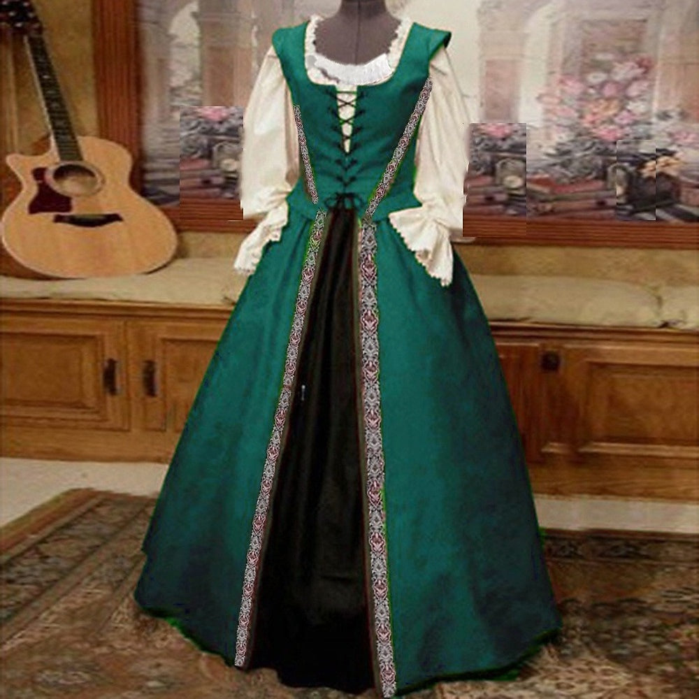 Retro Women's Vintage Medieval Cosplay Party Halloween Prom Dress