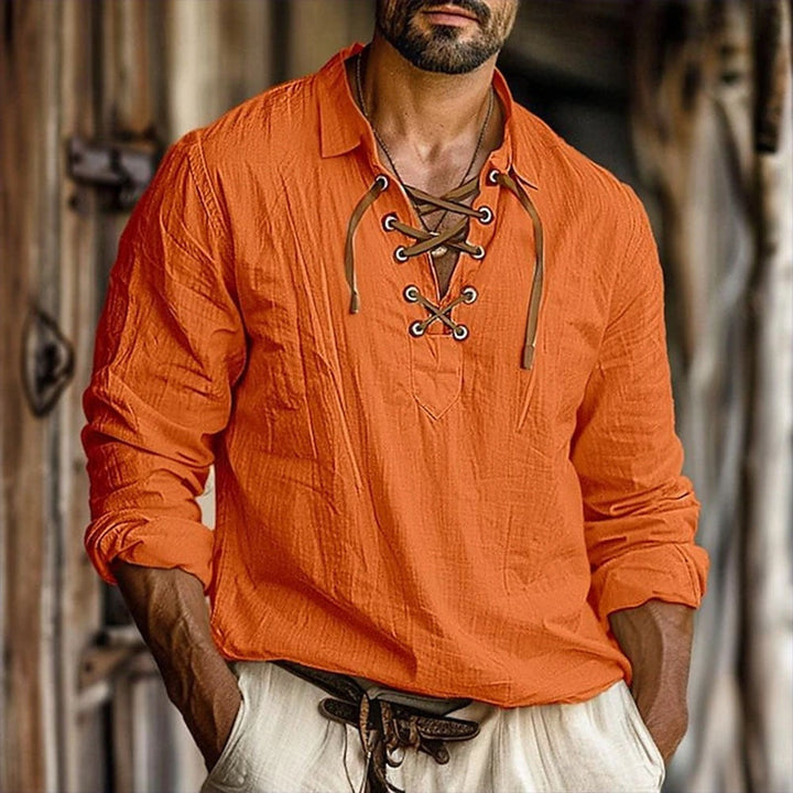 Men's Retro Vintage Medieval Renaissance Viking Solid colour Pirate Halloween Carnival Vacation Casual Daily Shirt