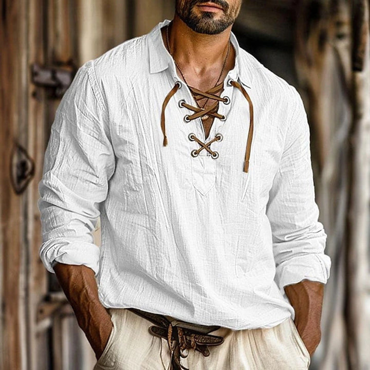 Men's Retro Vintage Medieval Renaissance Viking Solid colour Pirate Halloween Carnival Vacation Casual Daily Shirt