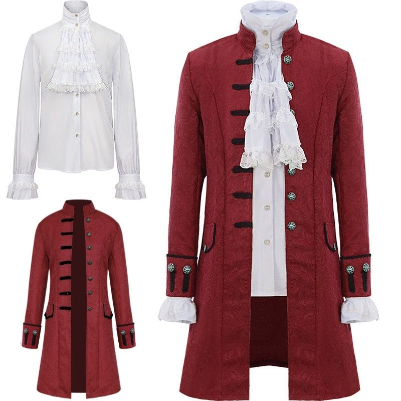Men's Retro Vintage Medieval Victorian 2 PCS  Vampire Cosplay Halloween Party Outfits