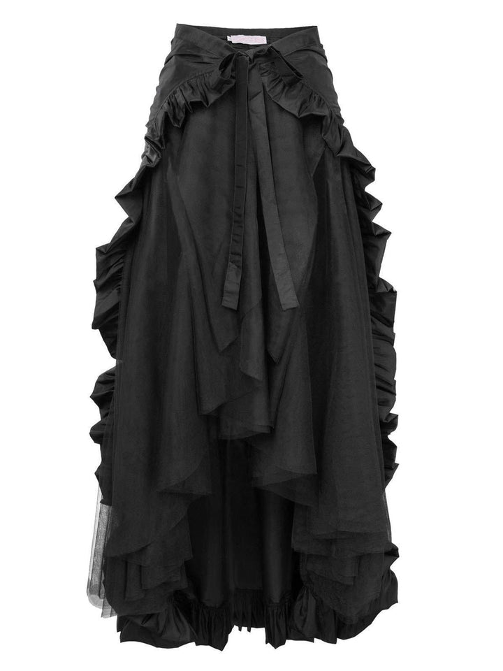 Retro Vintage Medieval Renaissance Pirate Elven Flounced Asymmetric Hem Plain Women's Celtic Fantasy Masquerade Event / Party Skirts