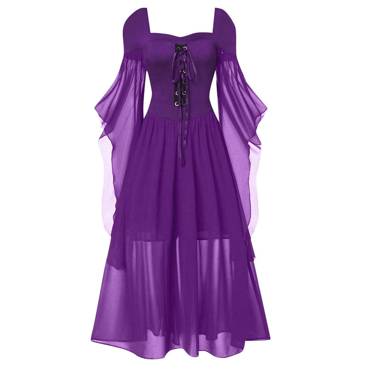 A-Line/Princess Sweetheart Neck Long Sleeves Floor-Length Retro Vintage Punk & Gothic Medieval Dress