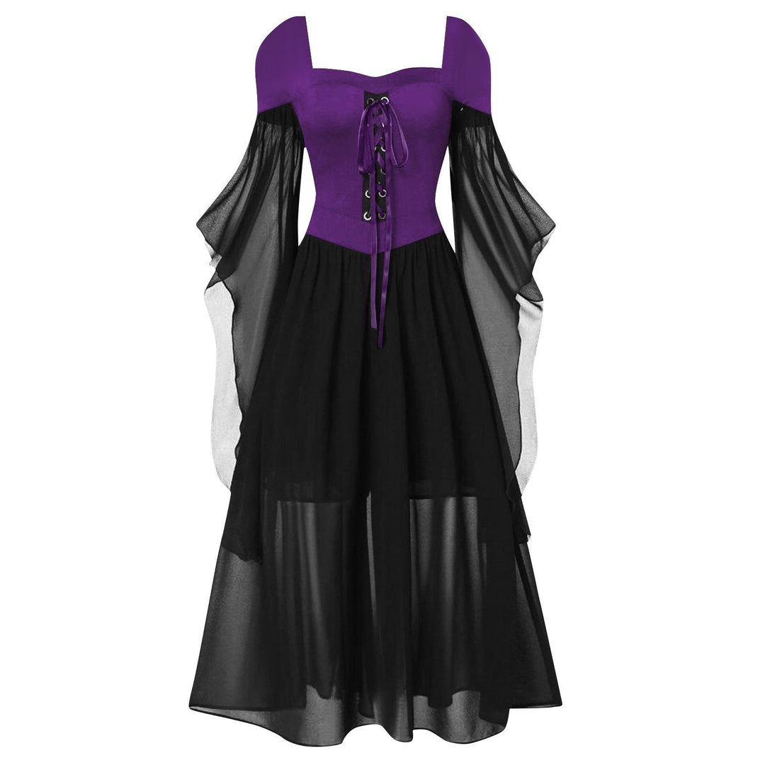 A-Line/Princess Sweetheart Neck Long Sleeves Floor-Length Retro Vintage Punk & Gothic Medieval Dress