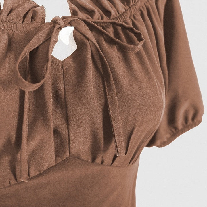 A-Line/Princess Short Sleeves Asymmetrical Retro Vintage Medieval Renaissance Dress