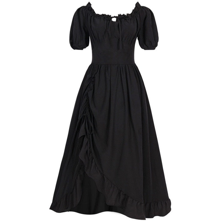 A-Line/Princess Short Sleeves Asymmetrical Retro Vintage Medieval Renaissance Dress