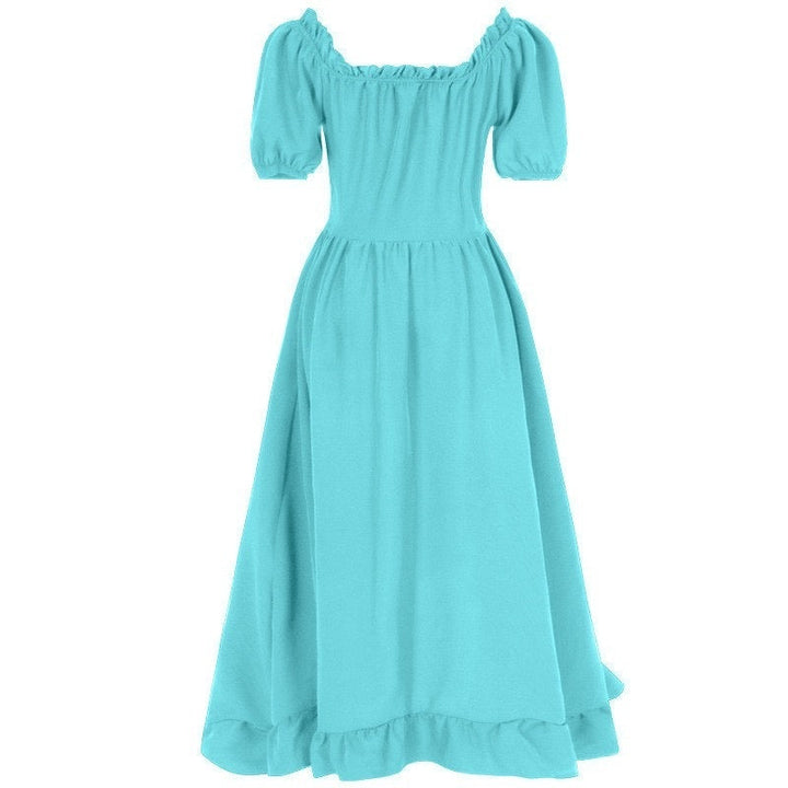 A-Line/Princess Short Sleeves Asymmetrical Retro Vintage Medieval Renaissance Dress