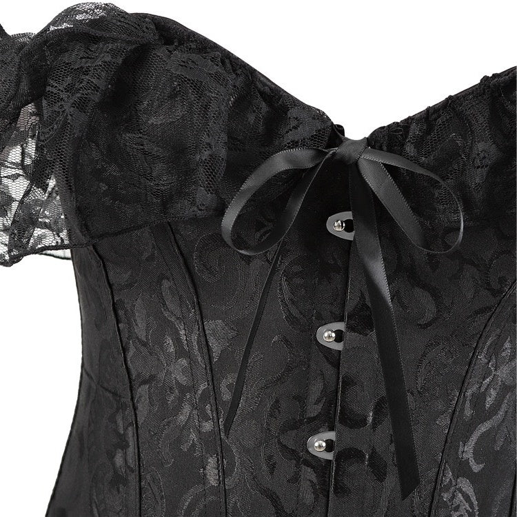 Women Floral Lace Off Shoulder Rococo Punk & Gothic Overbust Corset