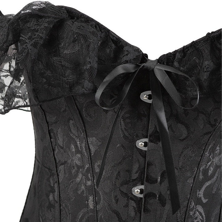 Women Floral Lace Off Shoulder Rococo Punk & Gothic Overbust Corset