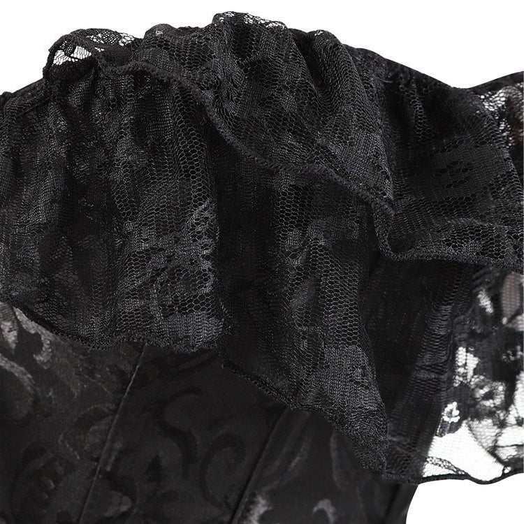 Women Floral Lace Off Shoulder Rococo Punk & Gothic Overbust Corset