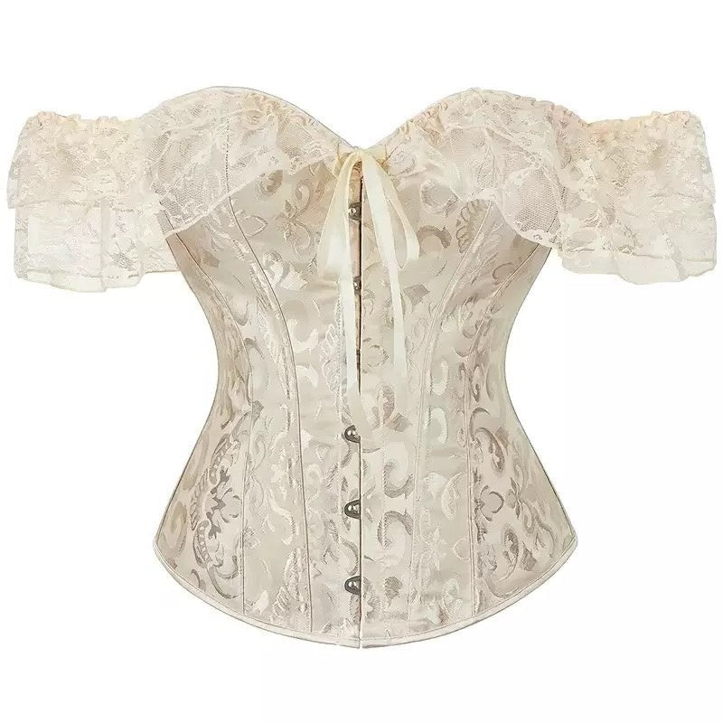 Women Floral Lace Off Shoulder Rococo Punk & Gothic Overbust Corset