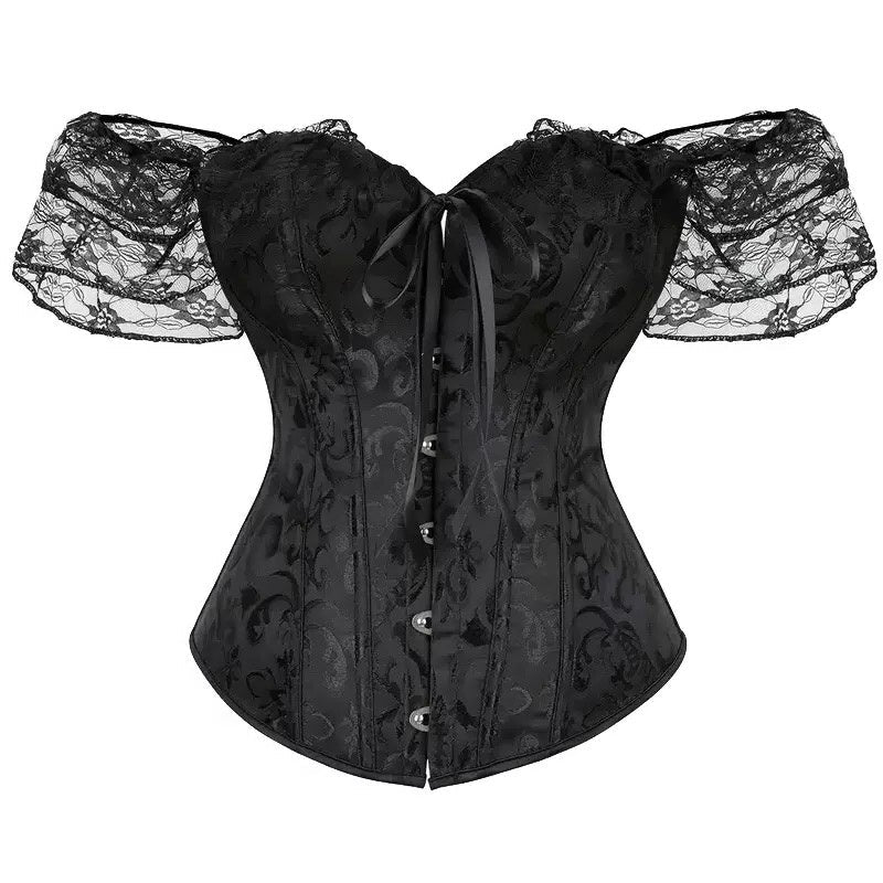 Women Floral Lace Off Shoulder Rococo Punk & Gothic Overbust Corset