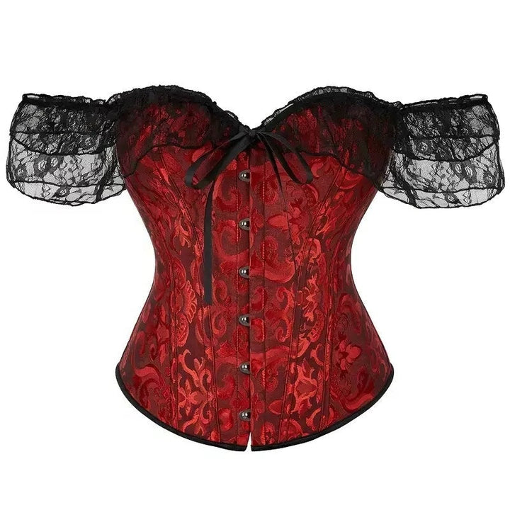 Women Floral Lace Off Shoulder Rococo Punk & Gothic Overbust Corset