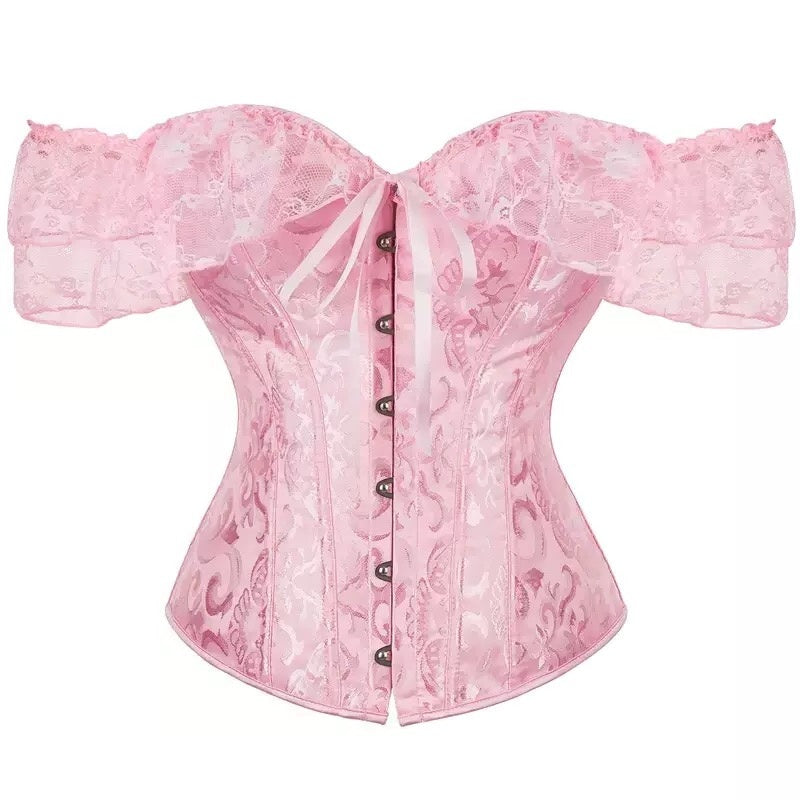 Women Floral Lace Off Shoulder Rococo Punk & Gothic Overbust Corset