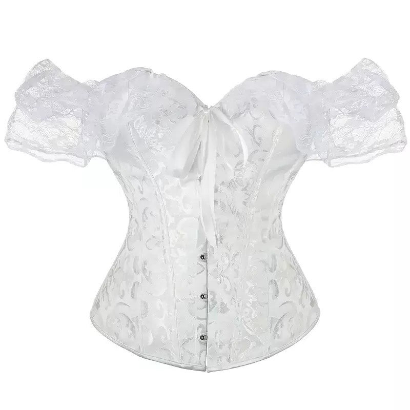 Women Floral Lace Off Shoulder Rococo Punk & Gothic Overbust Corset
