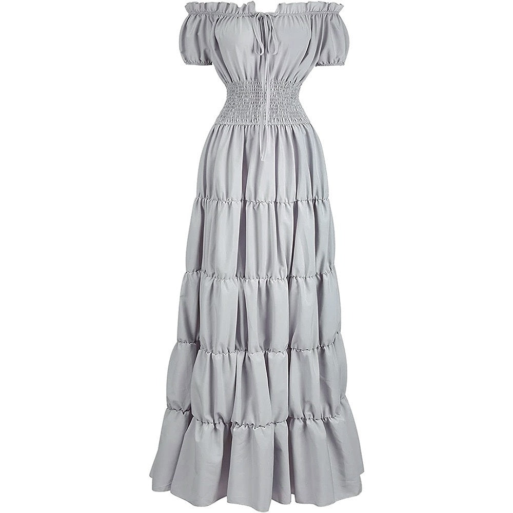 A-Line/Princess Off-the-Shoulder Short Sleeves Floor-Length Medieval Renaissance Cocktail Dress