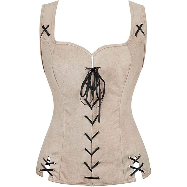 Women's Retro Vintage Medieval Renaissance Suede Pirate Viking Drawstring Solid Coloured Fantasy Steampunk Halloween Carnival Masquerade Vest
