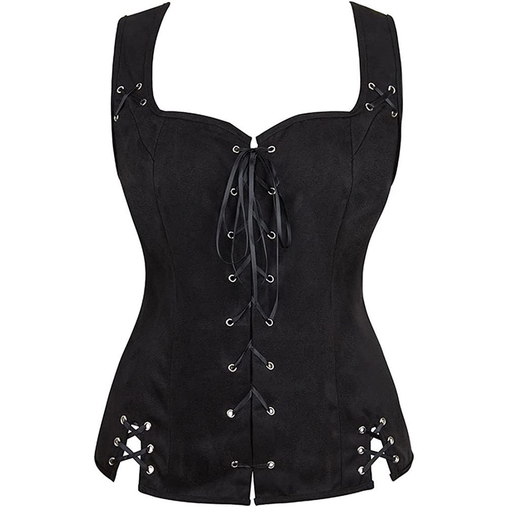 Women's Retro Vintage Medieval Renaissance Suede Pirate Viking Drawstring Solid Coloured Fantasy Steampunk Halloween Carnival Masquerade Vest