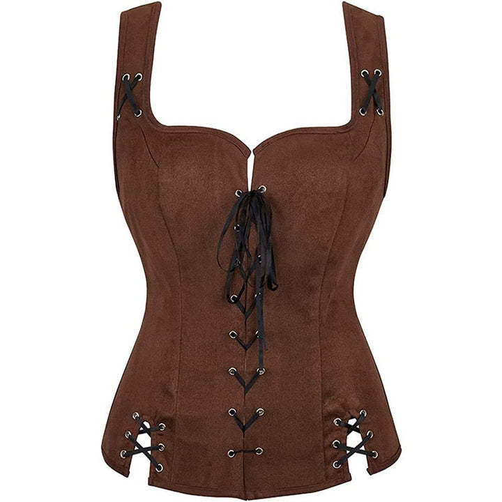 Women's Retro Vintage Medieval Renaissance Suede Pirate Viking Drawstring Solid Coloured Fantasy Steampunk Halloween Carnival Masquerade Vest