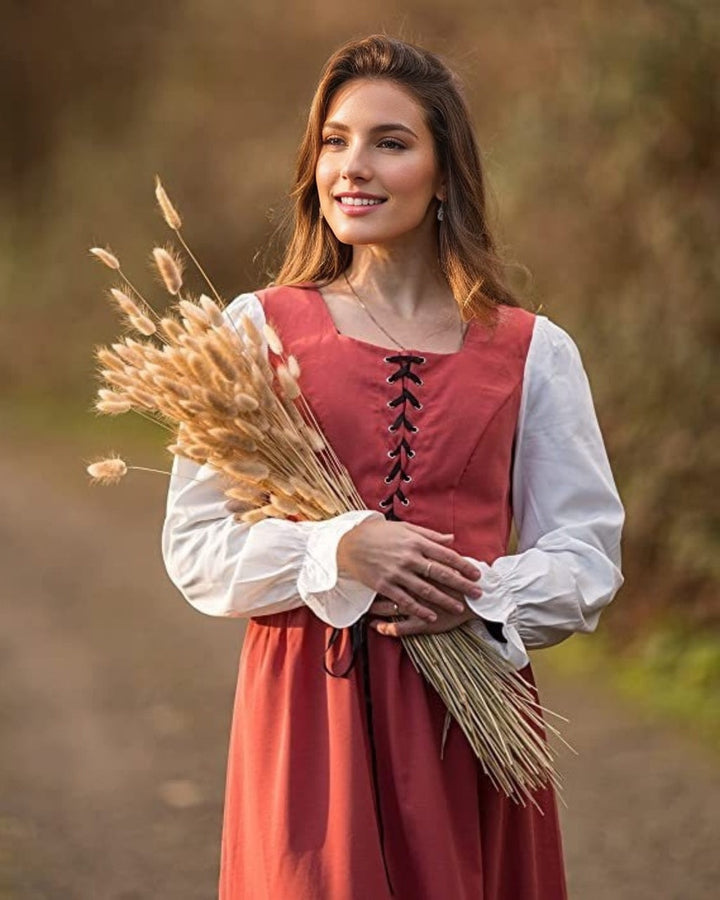A-Line/Princess Square Neck Long Sleeves Knee-Length Retro Vintage Medieval Renaissance Pirate Masquerade Casual Dress