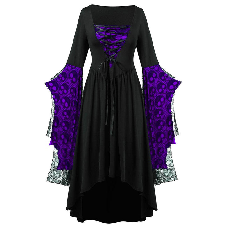 A-Line/Princess Square Neck Long Sleeves Floor-Length Retro Vintage Punk & Gothic Medieval Halloween Dress