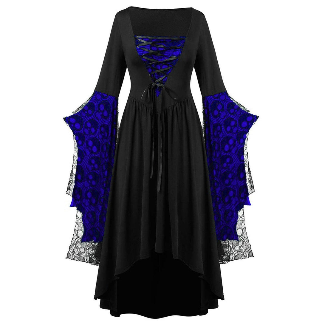 A-Line/Princess Square Neck Long Sleeves Floor-Length Retro Vintage Punk & Gothic Medieval Halloween Dress