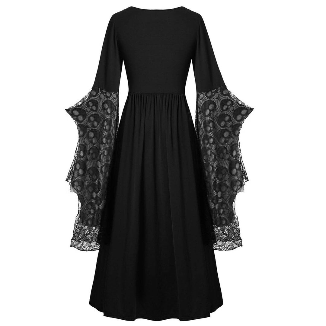 A-Line/Princess Square Neck Long Sleeves Floor-Length Retro Vintage Punk & Gothic Medieval Halloween Dress