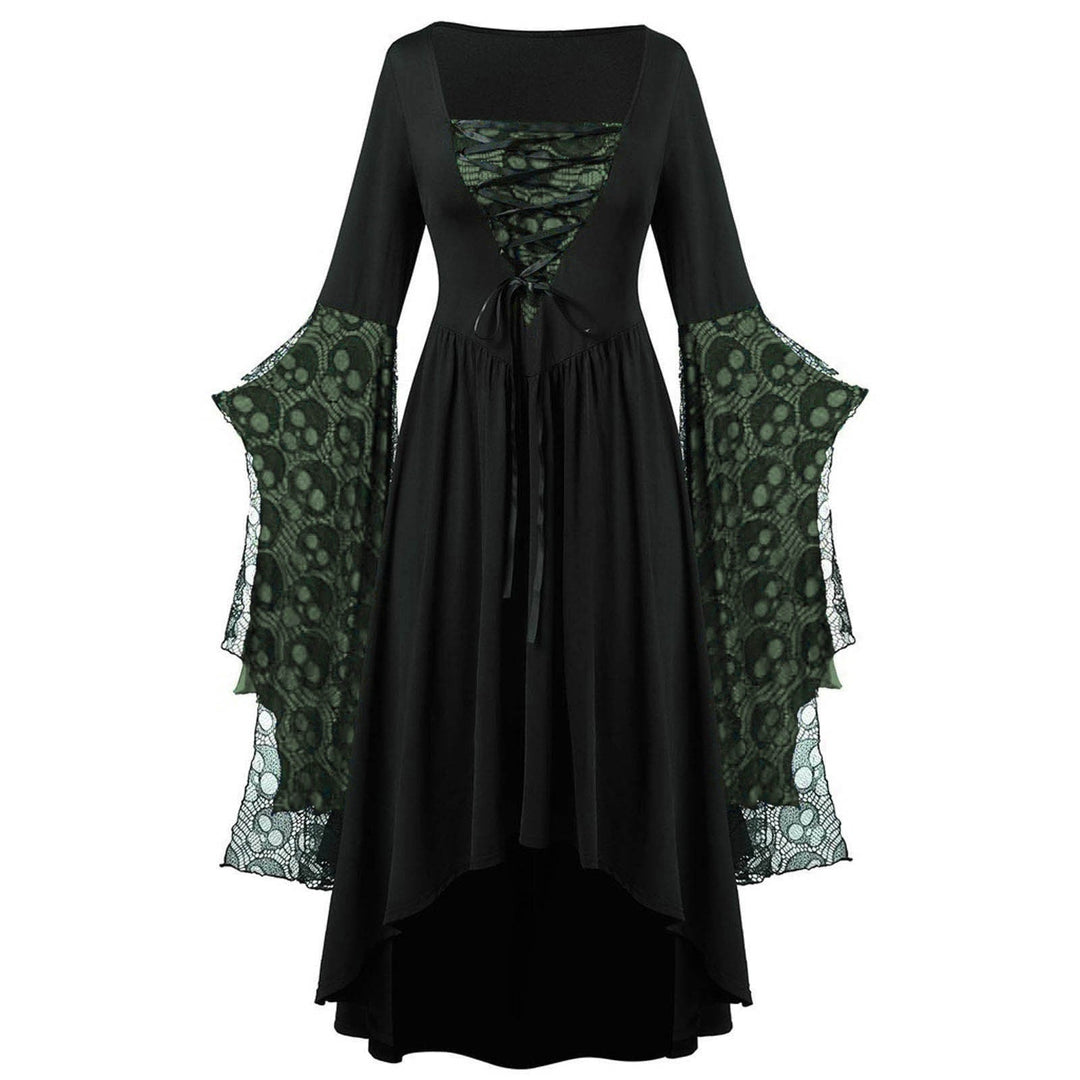 A-Line/Princess Square Neck Long Sleeves Floor-Length Retro Vintage Punk & Gothic Medieval Halloween Dress