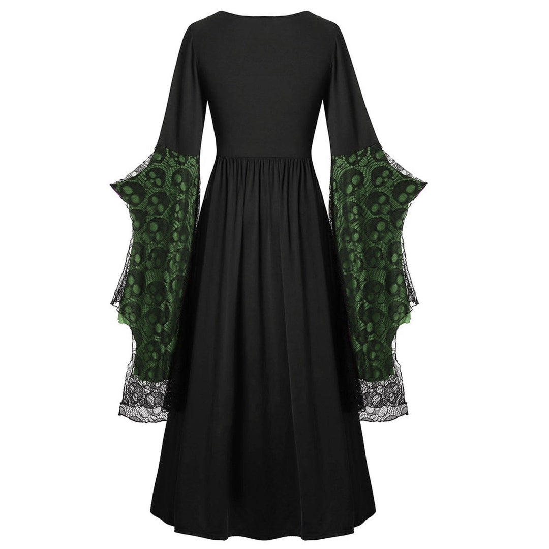 A-Line/Princess Square Neck Long Sleeves Floor-Length Retro Vintage Punk & Gothic Medieval Halloween Dress