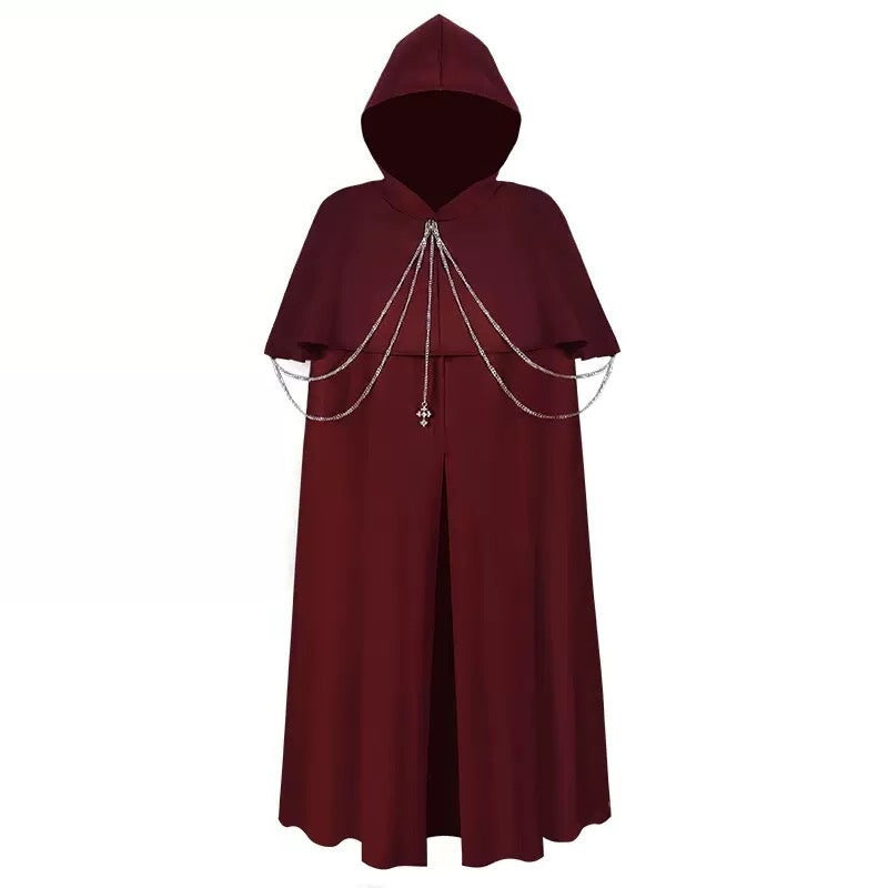 Men's Retro Vintage Medieval Renaissance Hooded Viking Royal Halloween Carnival Party Cloak
