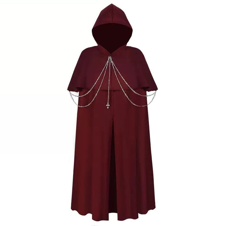 Men's Retro Vintage Medieval Renaissance Hooded Viking Royal Halloween Carnival Party Cloak