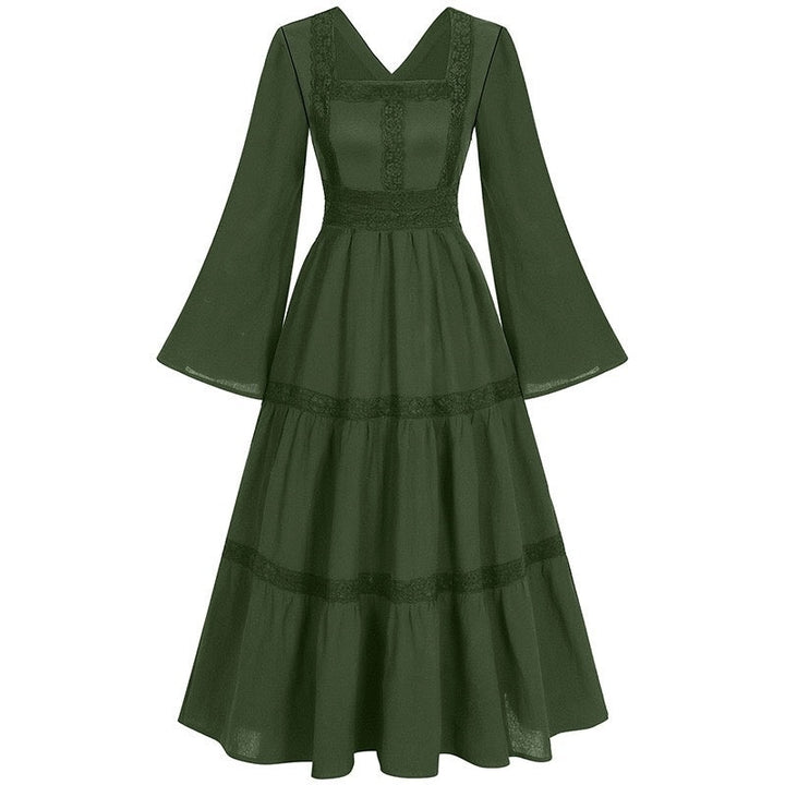 A-Line/Princess V-Neck Long Sleeves Tea-Length Elegant Medieval Renaissance Cocktail Dress