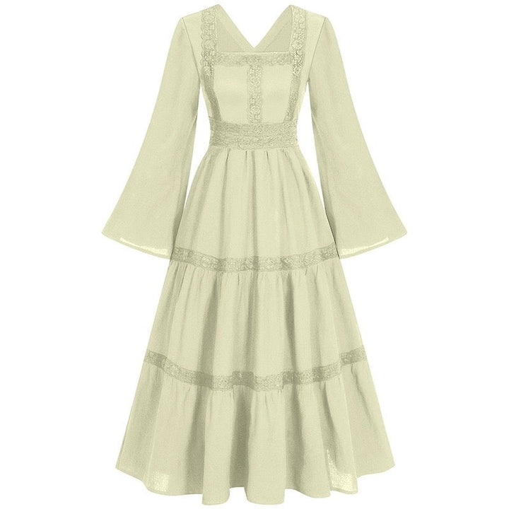 A-Line/Princess V-Neck Long Sleeves Tea-Length Elegant Medieval Renaissance Cocktail Dress