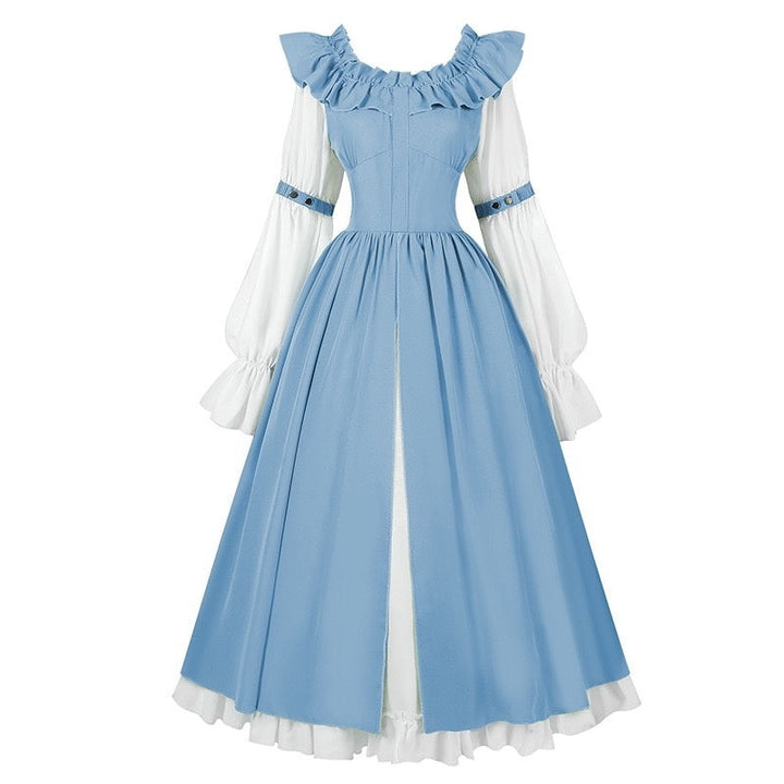 A-Line/Princess Round Neck Long Sleeves Tea-Length Retro Vintage Medieval Renaissance Midi Dress