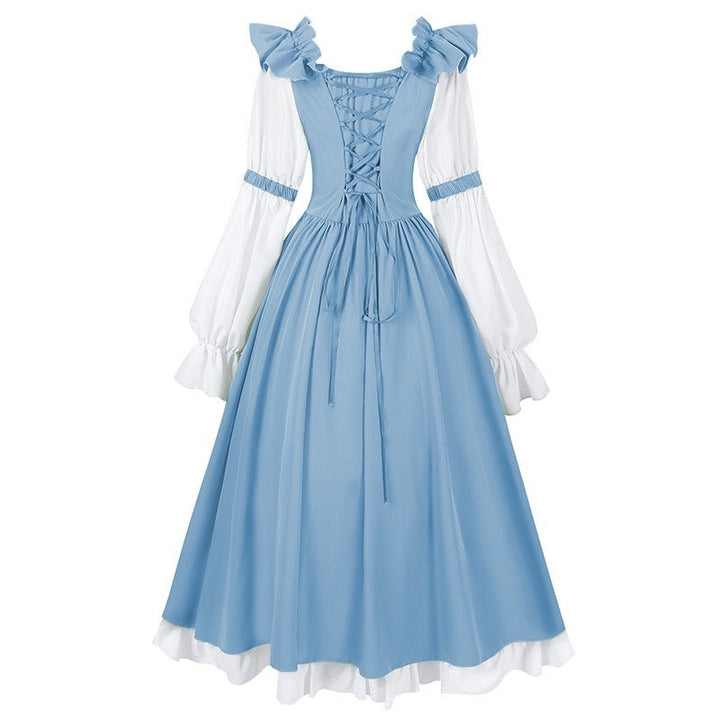 A-Line/Princess Round Neck Long Sleeves Tea-Length Retro Vintage Medieval Renaissance Midi Dress