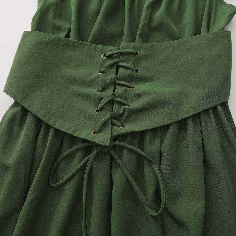 A-Line/Princess Scoop Sleeveless Ankle-Length Retro Vintage Medieval Renaissance Dress with Ruffles