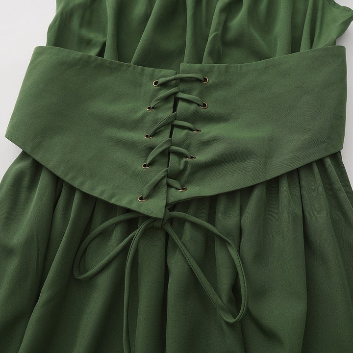 A-Line/Princess Scoop Sleeveless Ankle-Length Retro Vintage Medieval Renaissance Dress with Ruffles