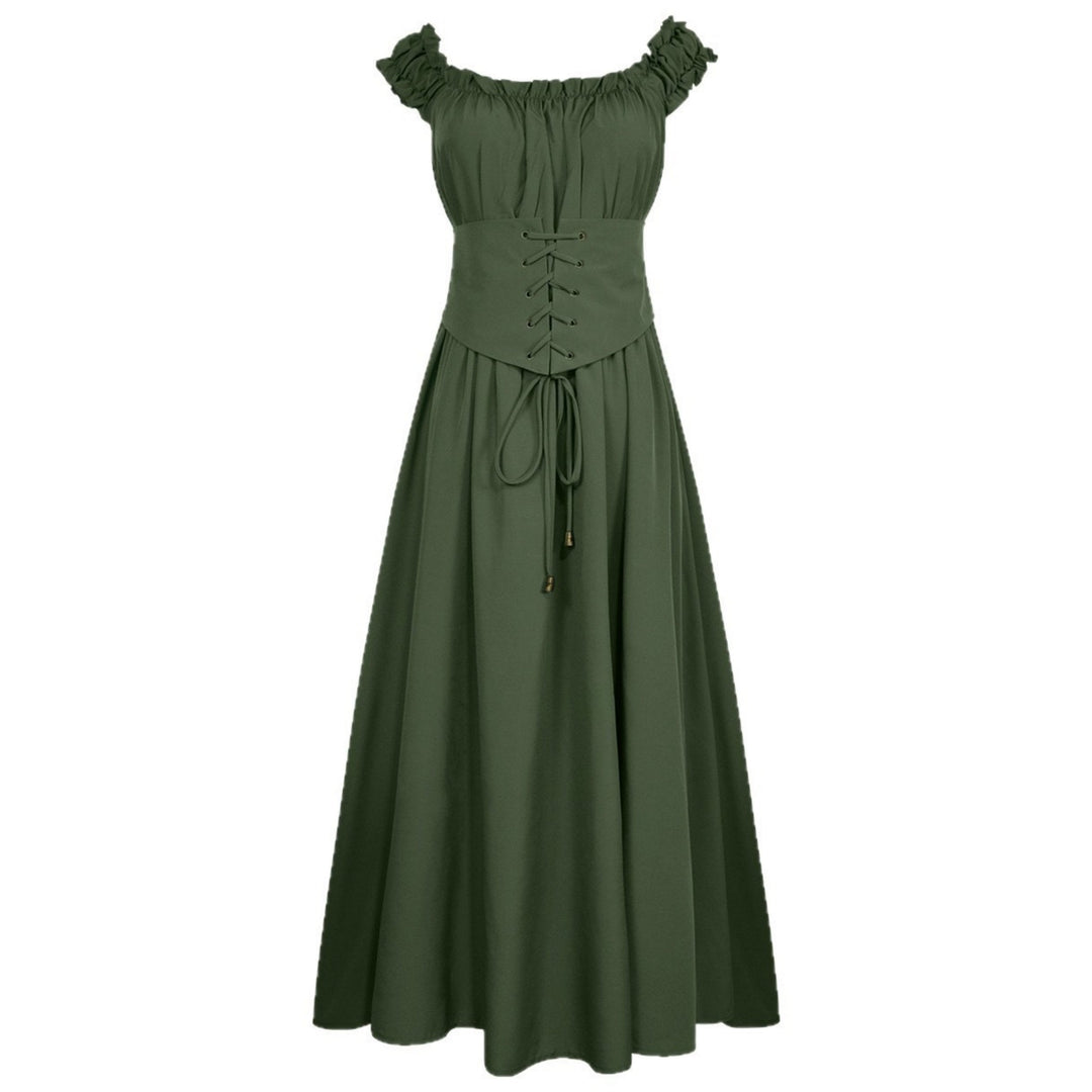 A-Line/Princess Scoop Sleeveless Ankle-Length Retro Vintage Medieval Renaissance Dress with Ruffles