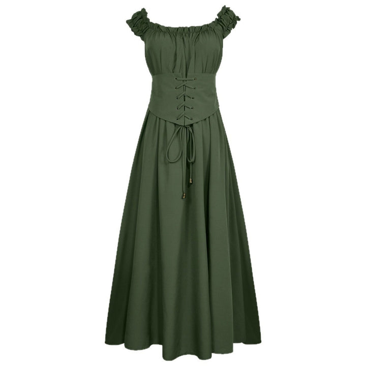 A-Line/Princess Scoop Sleeveless Ankle-Length Retro Vintage Medieval Renaissance Dress with Ruffles
