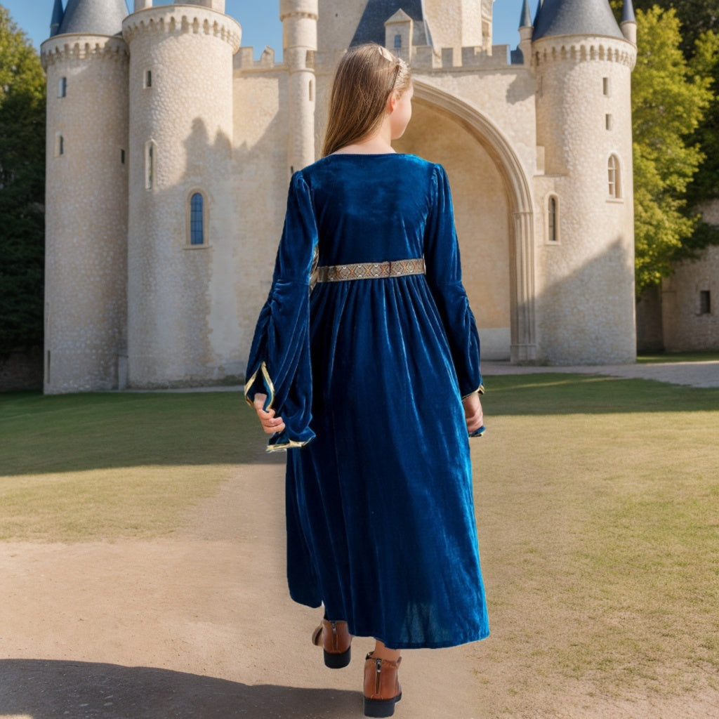 Girl's A-Line/Princess Scoop Neck Long Sleeves Ankle-Length Retro Palace Cosplay Performance Dress