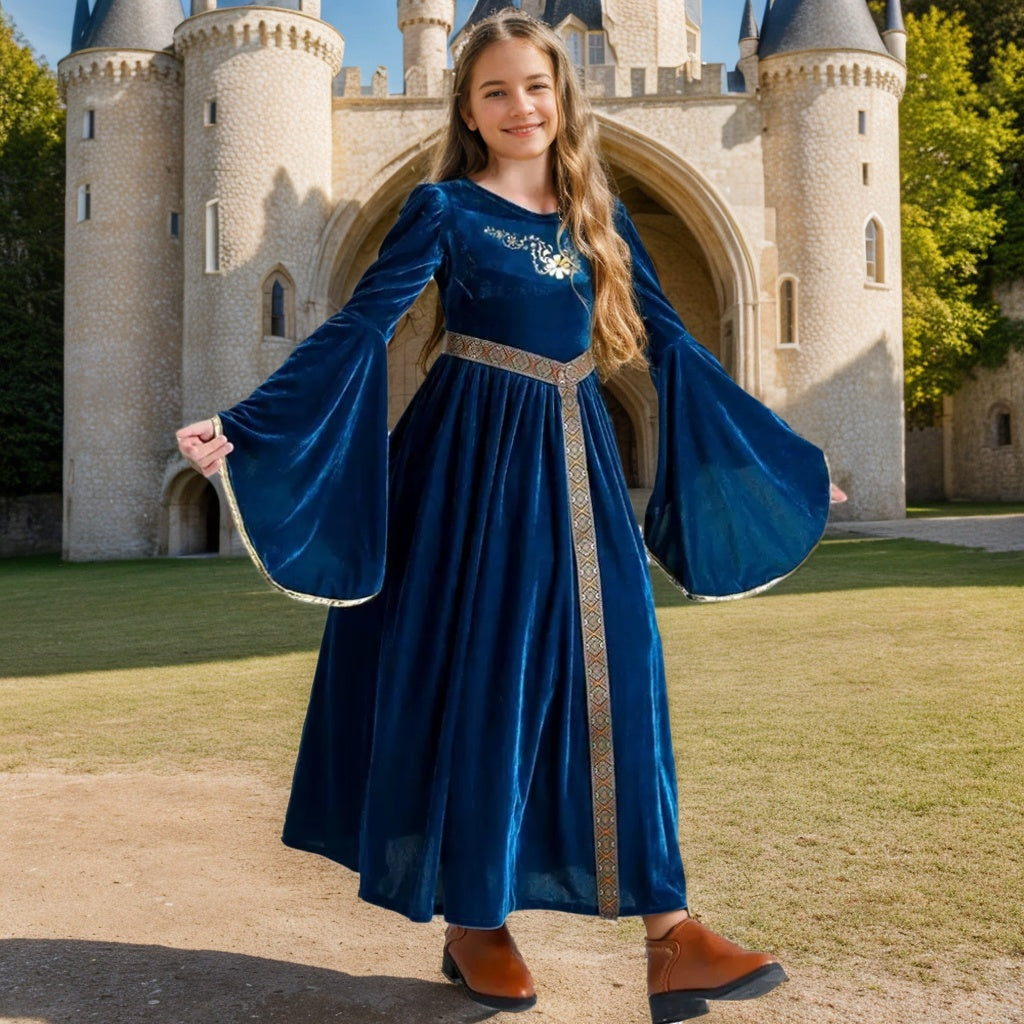 Girl's A-Line/Princess Scoop Neck Long Sleeves Ankle-Length Retro Palace Cosplay Performance Dress